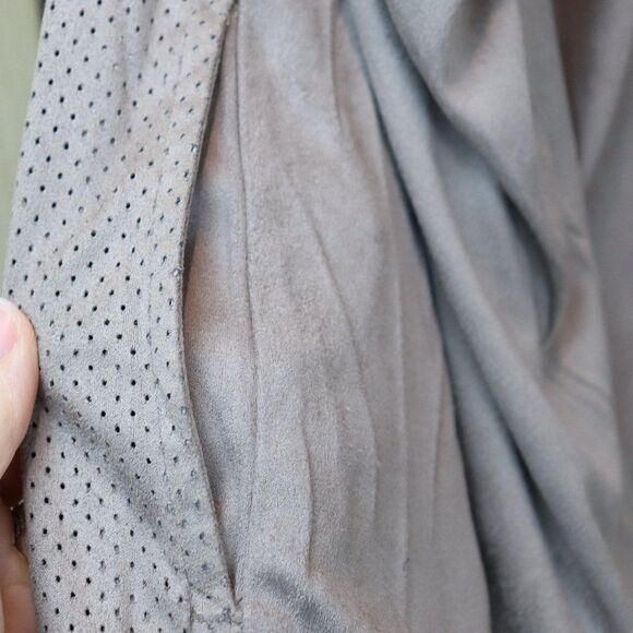 Chico's Faux Suede Open Front Mid Length Jacket 3 - Picture 4 of 7